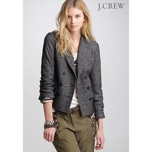 J. Crew Wool Marled Gray Black Thandie Double Breasted Blazer Jacket 4